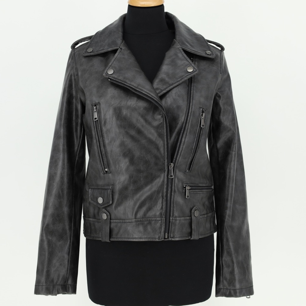 7 For All Mankind Faux Leather Moto Jacket Biker Baddie Grunge NWT